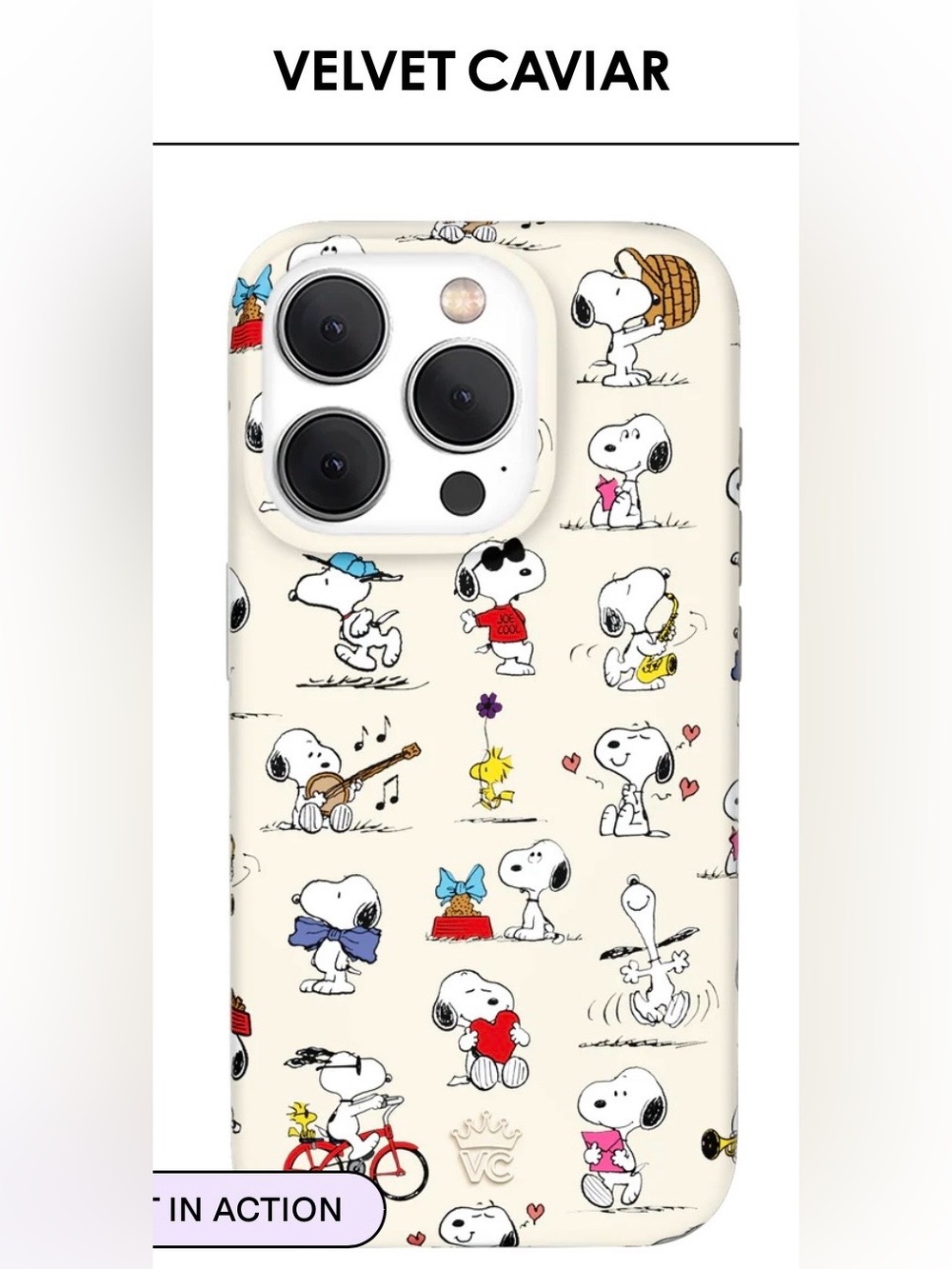 Velvet Caviar Cream Snoopy Pattern iPhone Case
